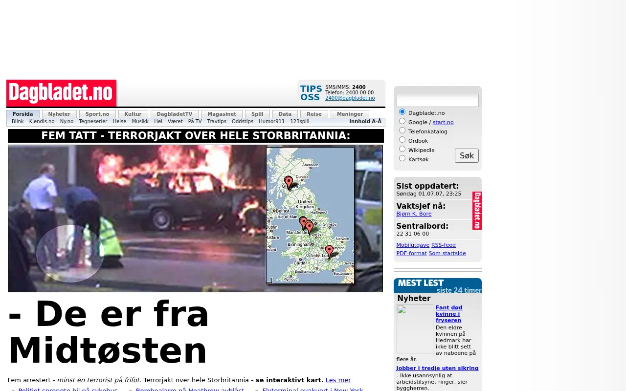 dagbladet.no in 2007