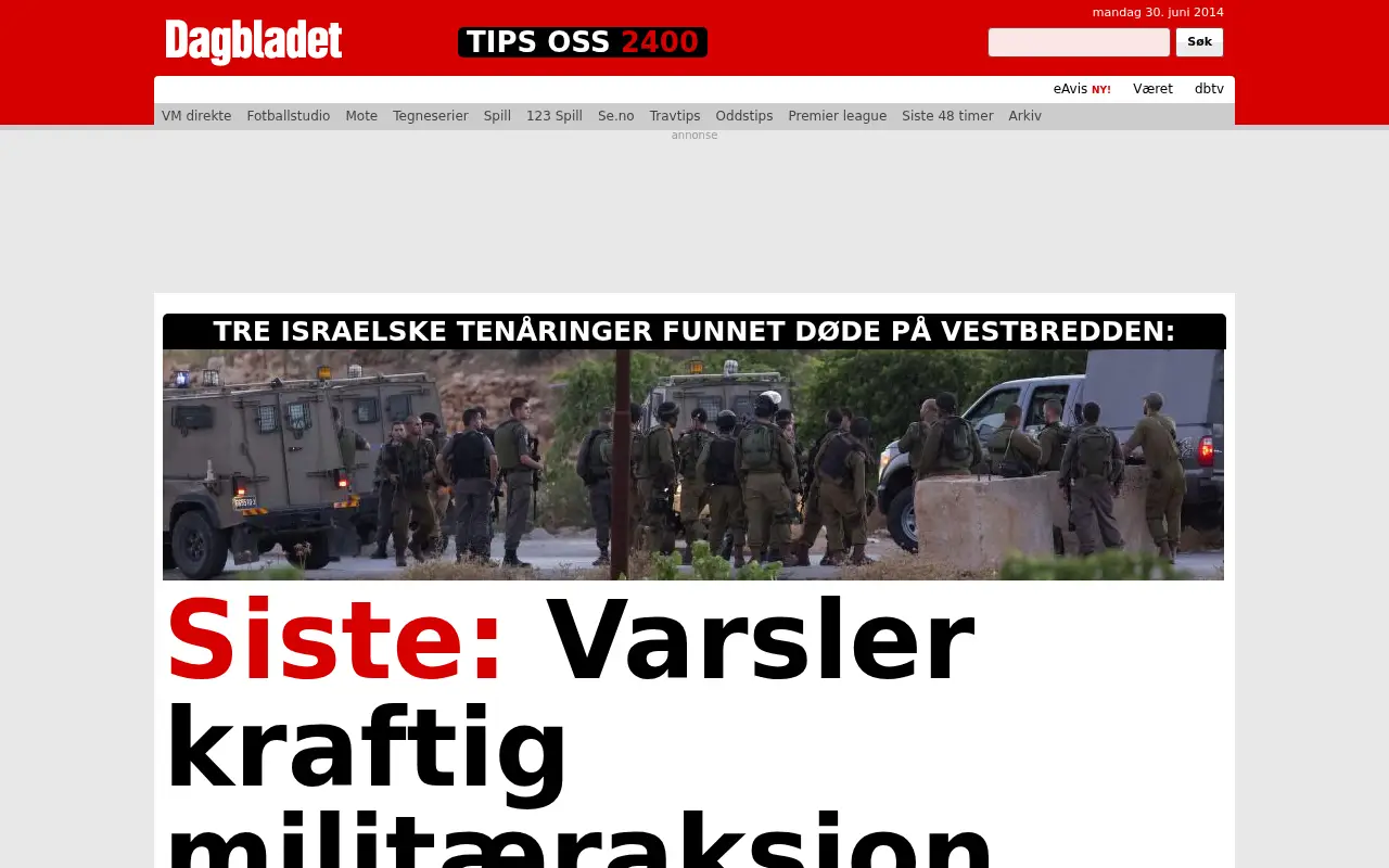 dagbladet.no in 2014