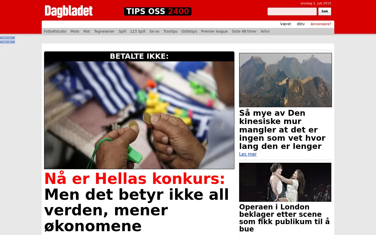 dagbladet.no in 2015