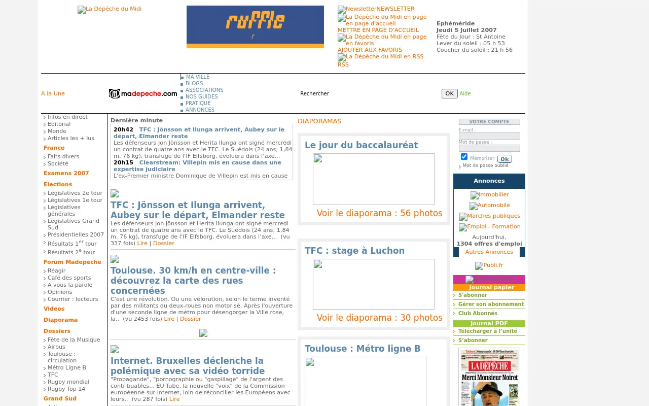 ladepeche.fr in 2007