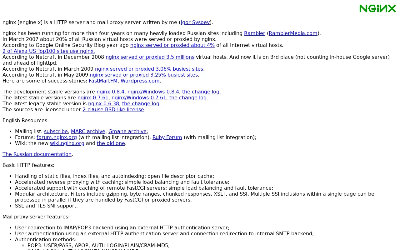nginx.org in 2009