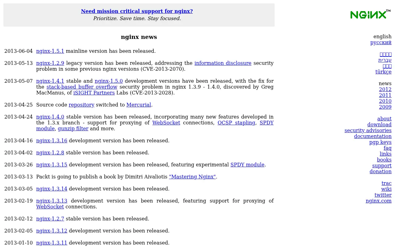 nginx.org in 2013