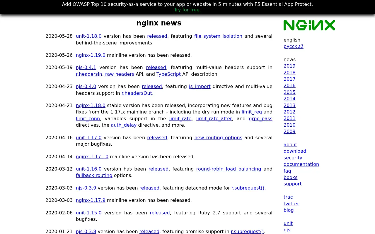 nginx.org in 2020