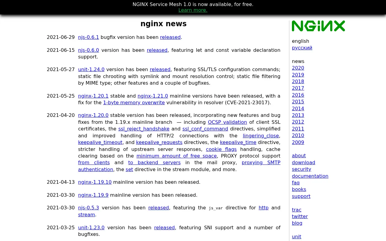 nginx.org in 2021