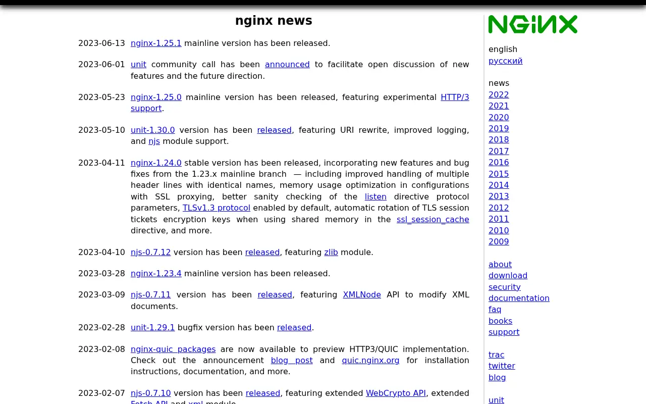 nginx.org in 2023