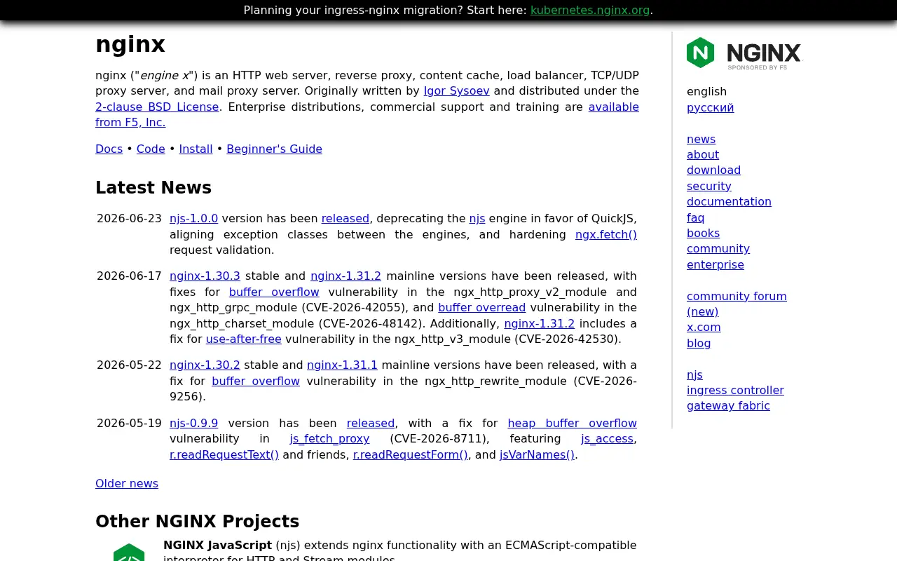nginx.org in 2026