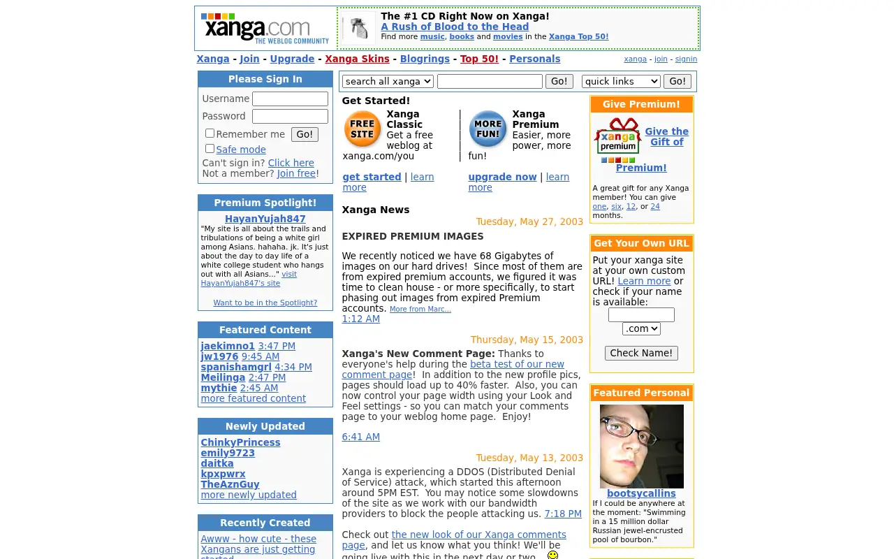 xanga.com in 2003