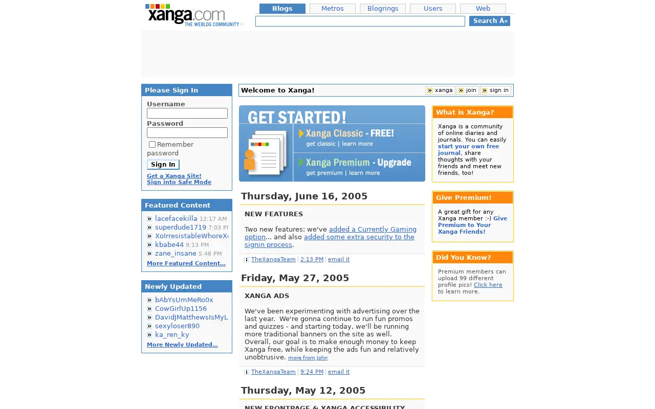 xanga.com in 2005