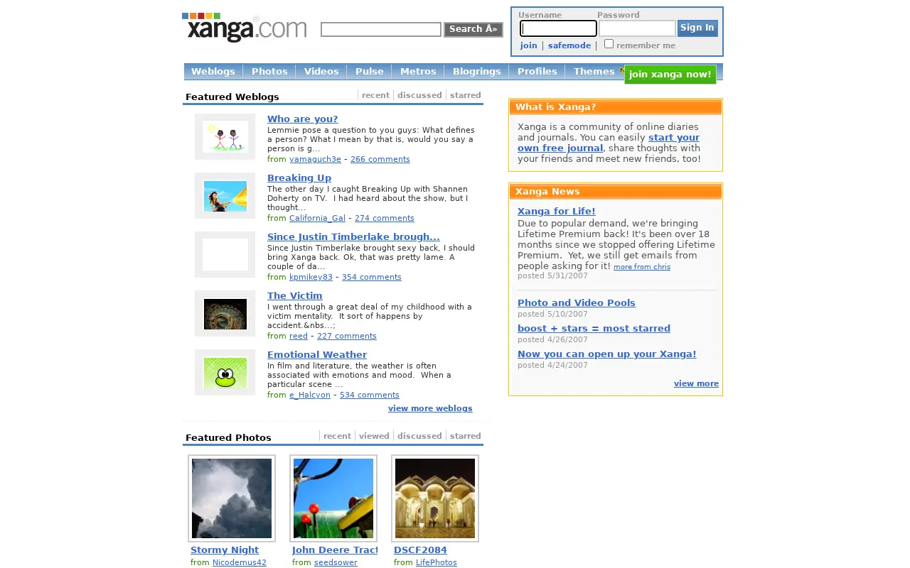 xanga.com in 2007