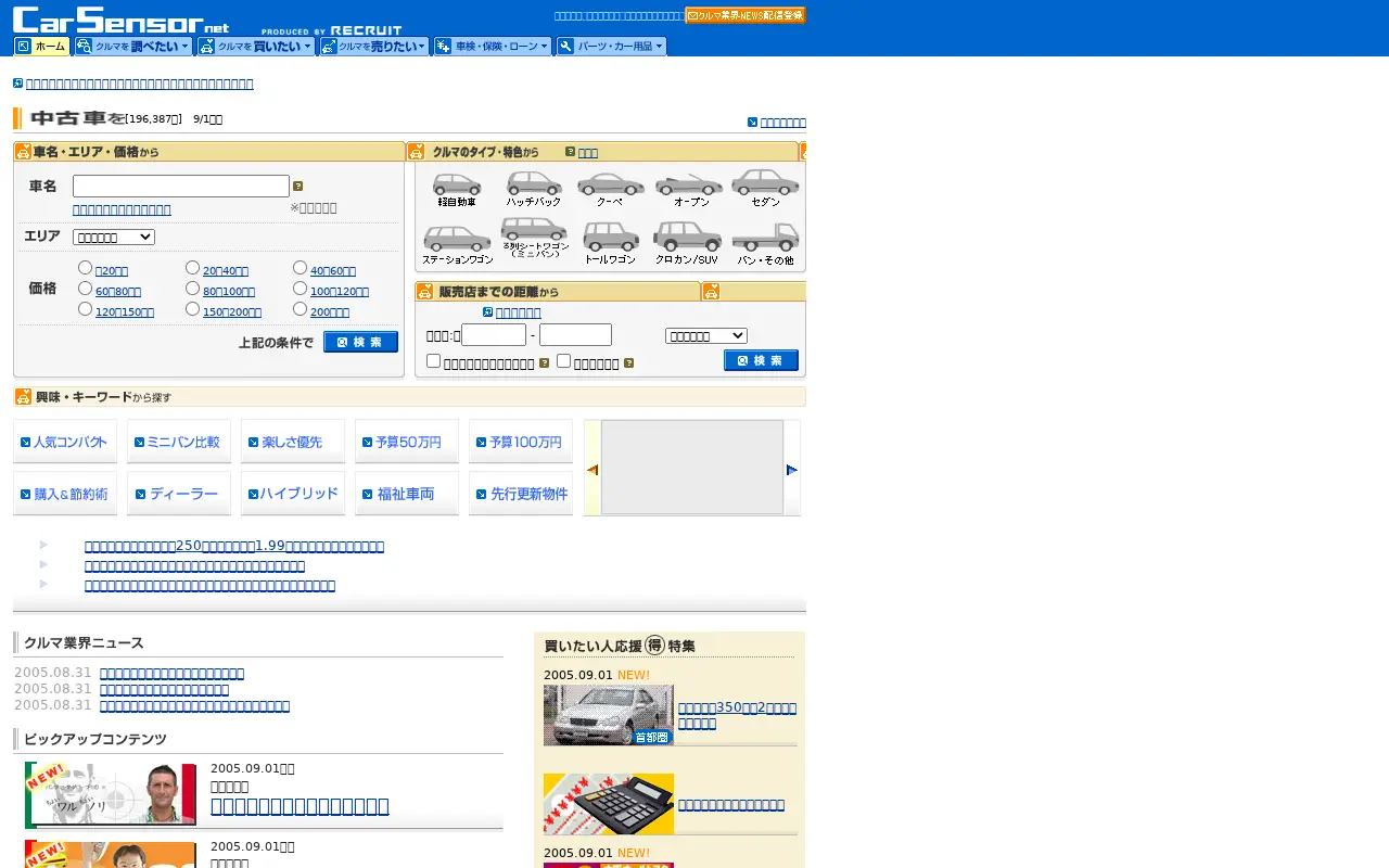 carsensor.net in 2005