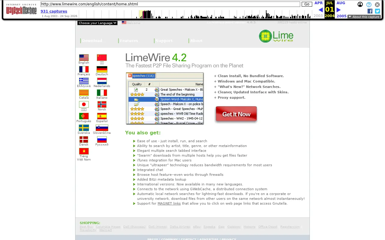 limewire.com in 2004