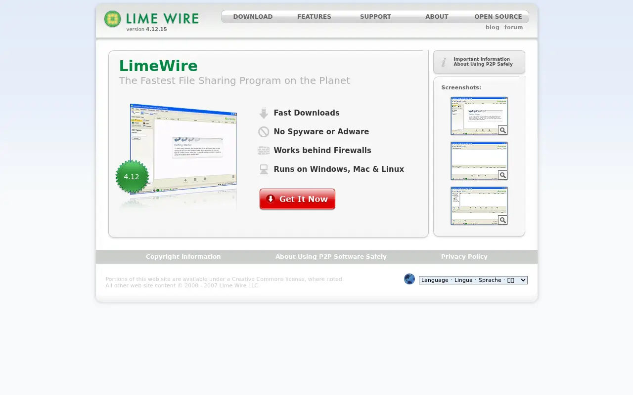 limewire.com in 2007