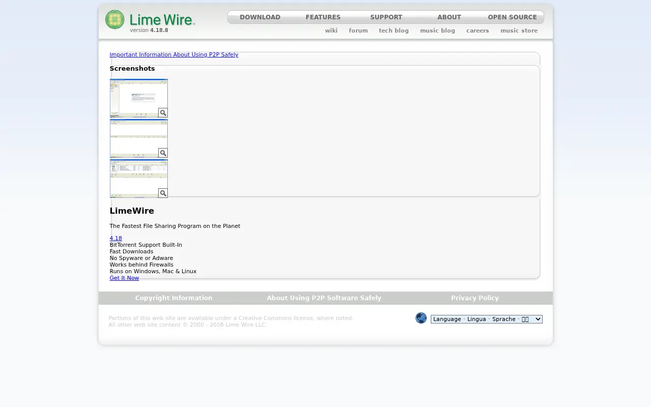 limewire.com in 2008