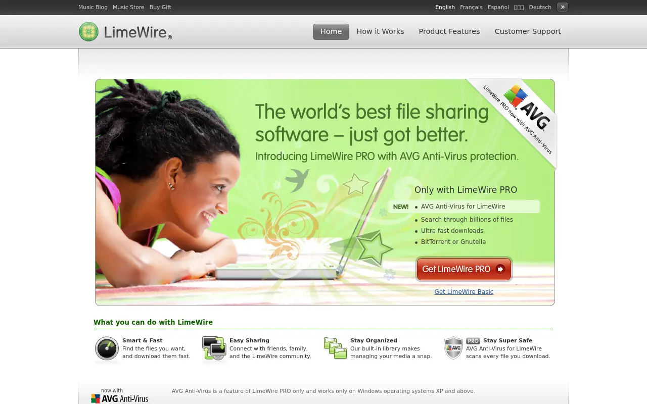 limewire.com in 2010