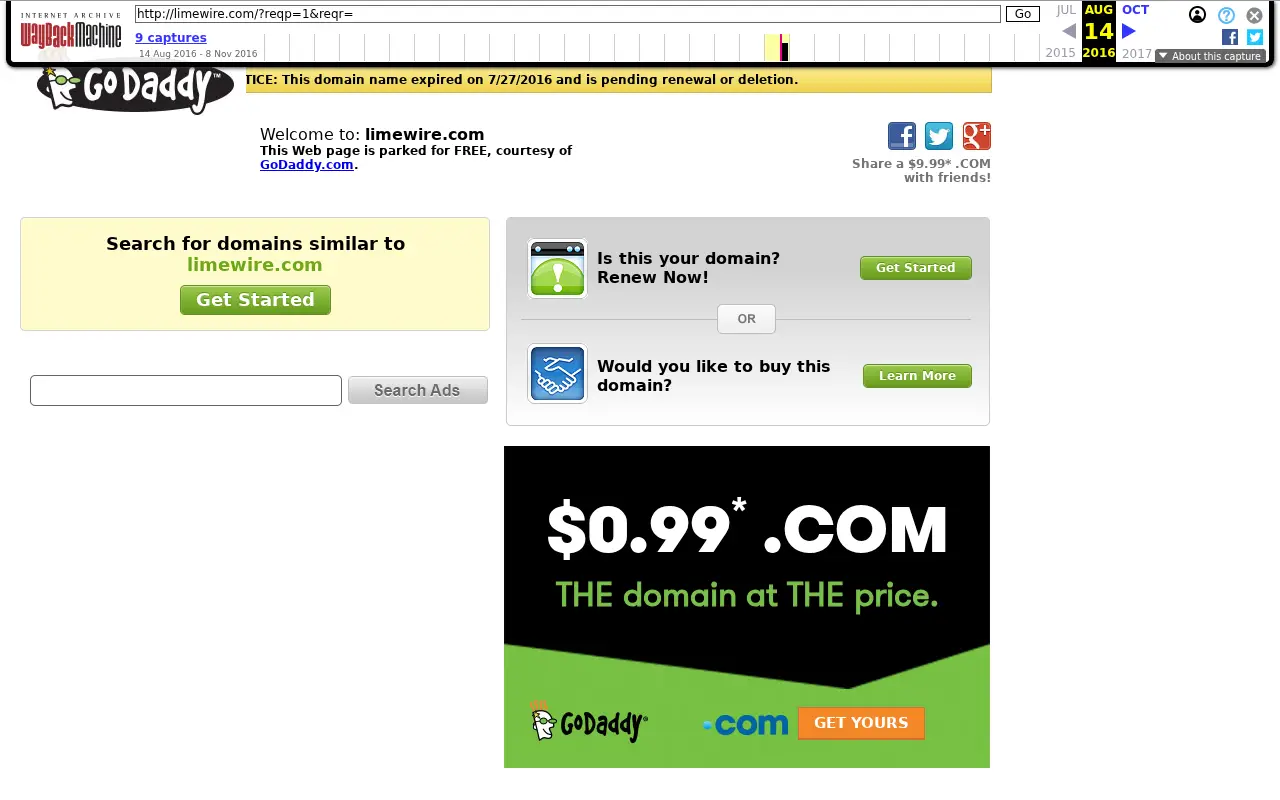 limewire.com in 2016