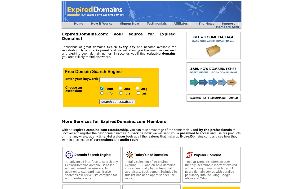 expireddomains.com in 2008