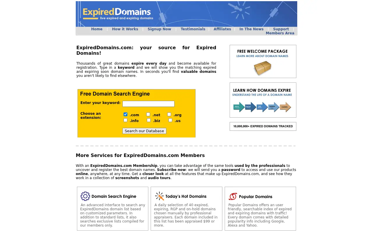 expireddomains.com in 2009