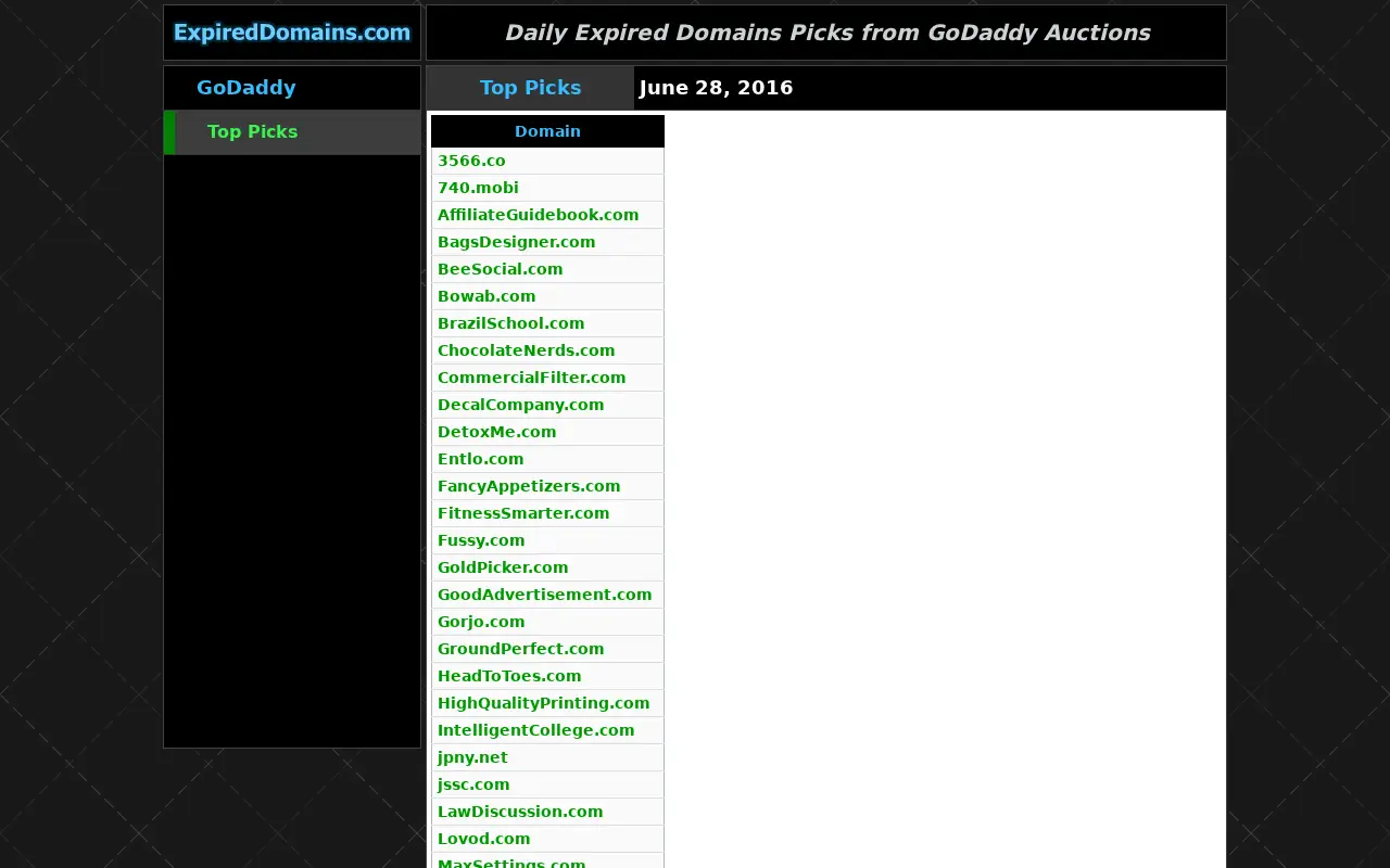 expireddomains.com in 2016