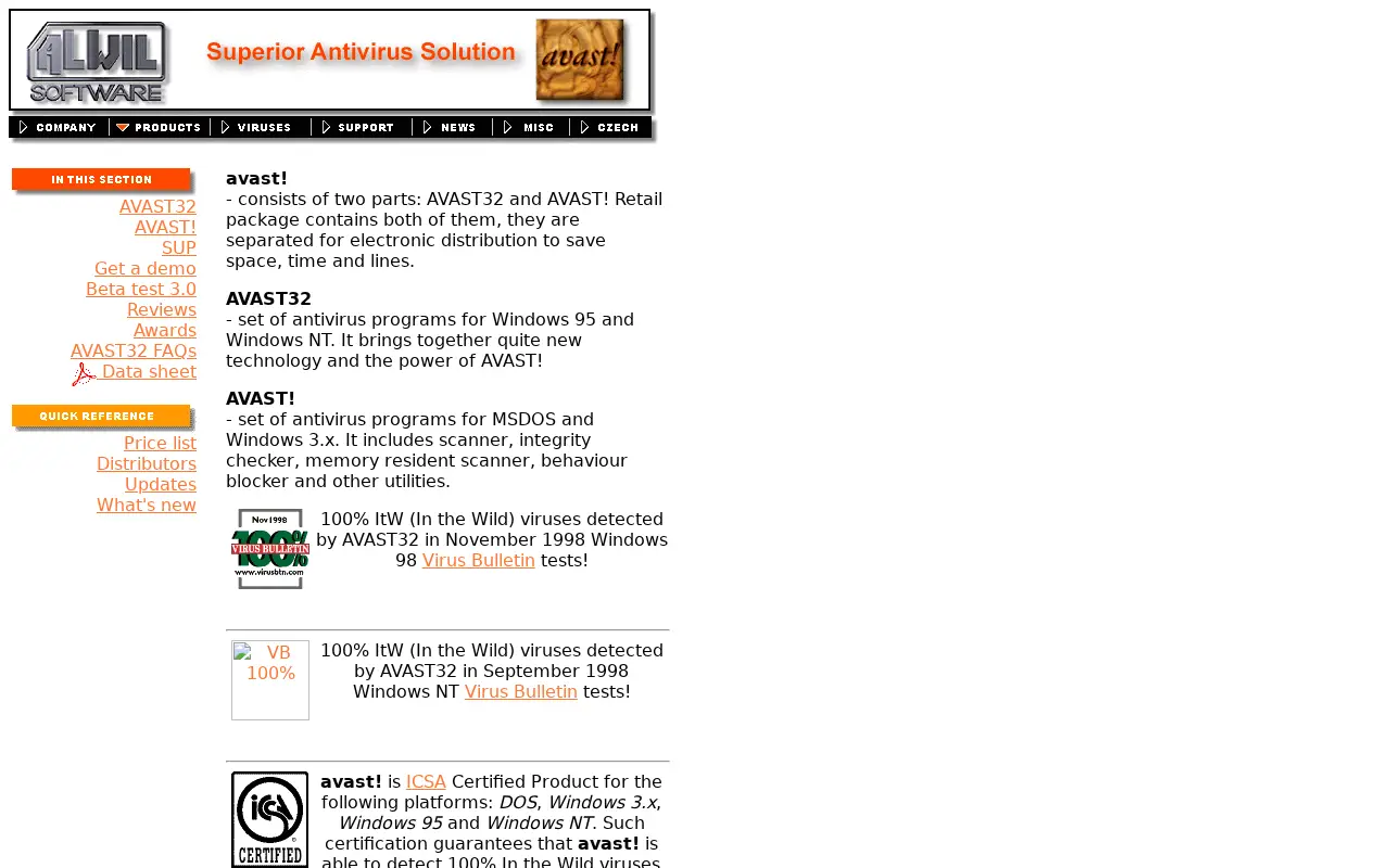 avast.com in 1999