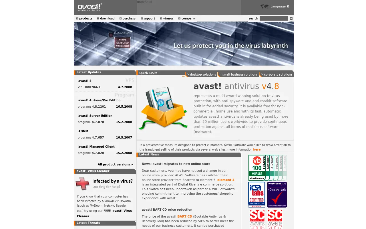 avast.com in 2008