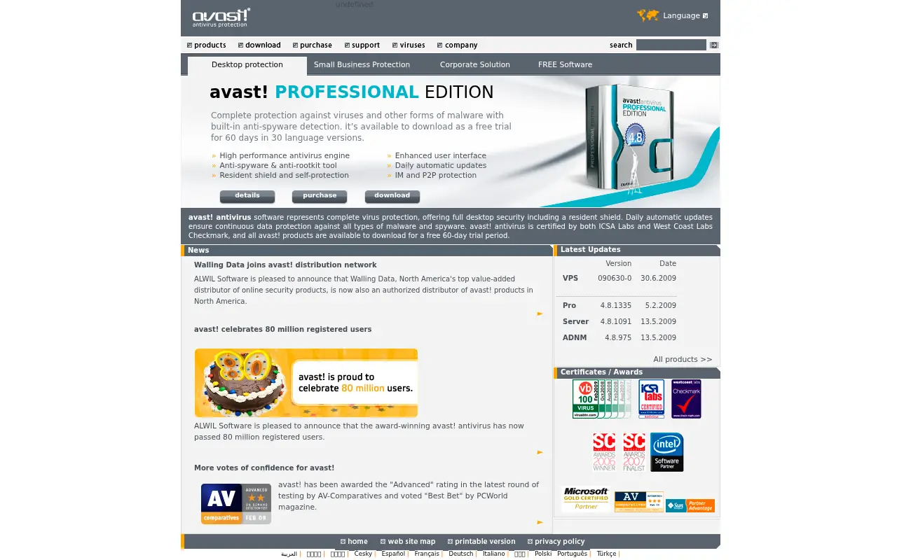 avast.com in 2009