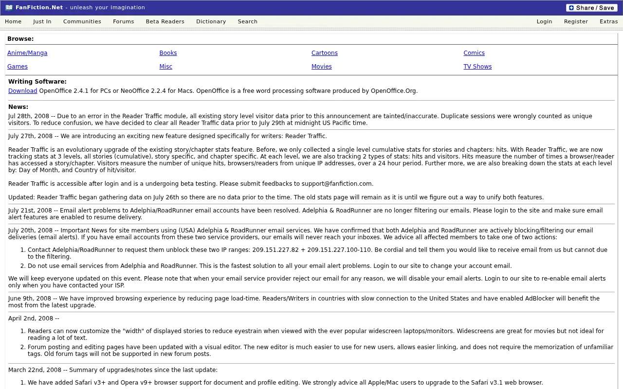 fanfiction.net on July 31, 2008