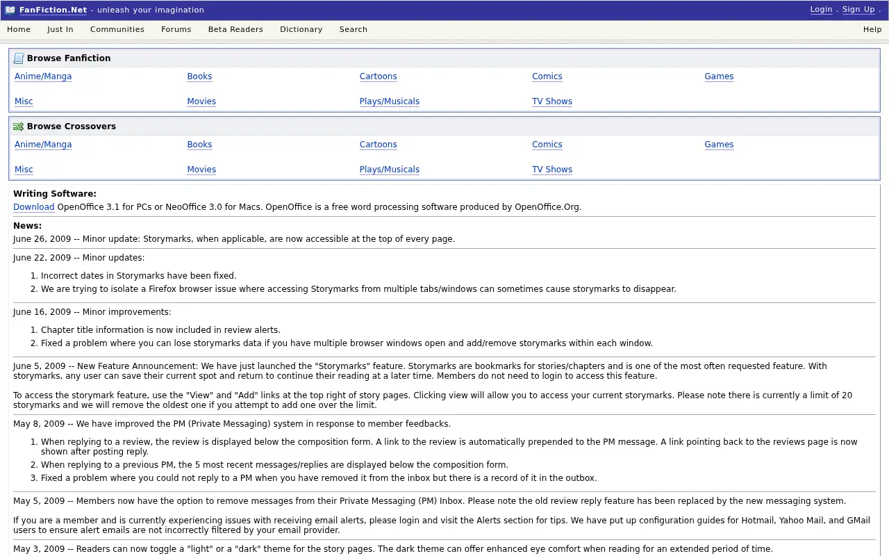 fanfiction.net on July 28, 2009