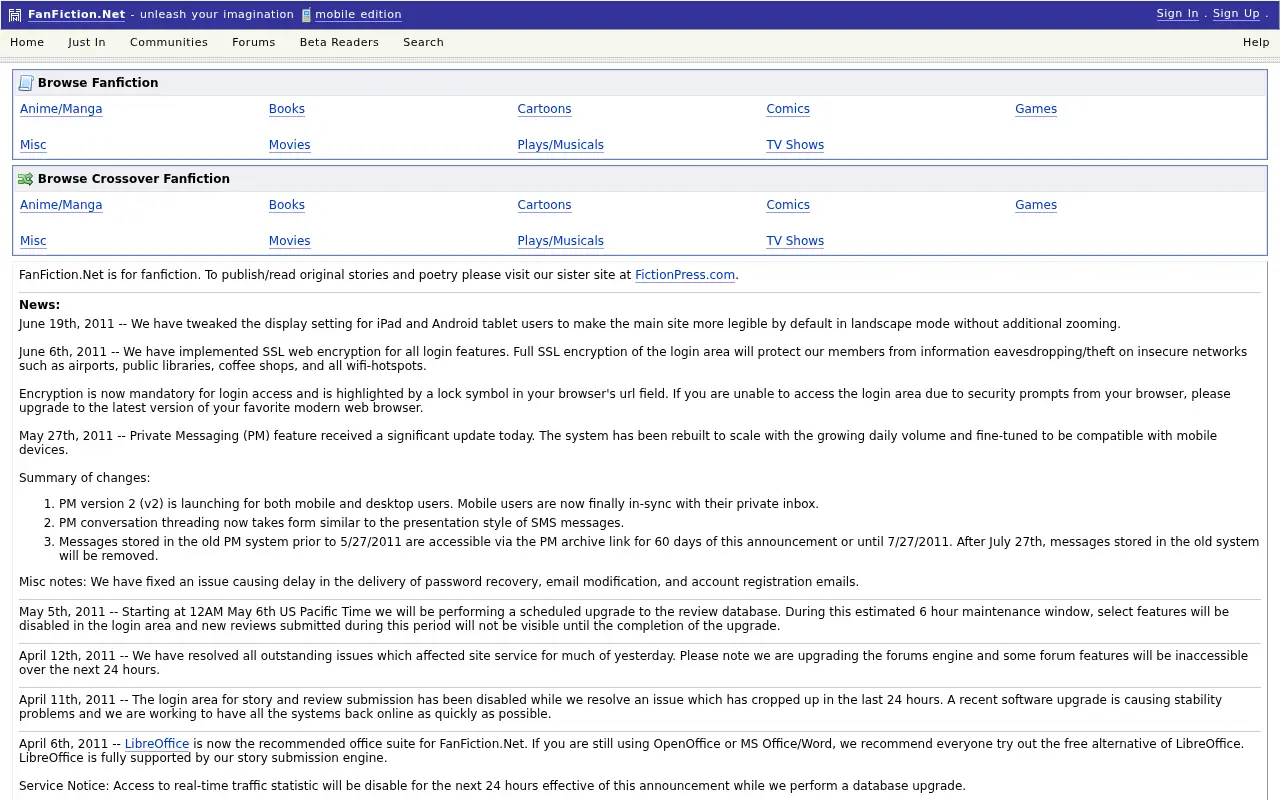 fanfiction.net on June 23, 2011