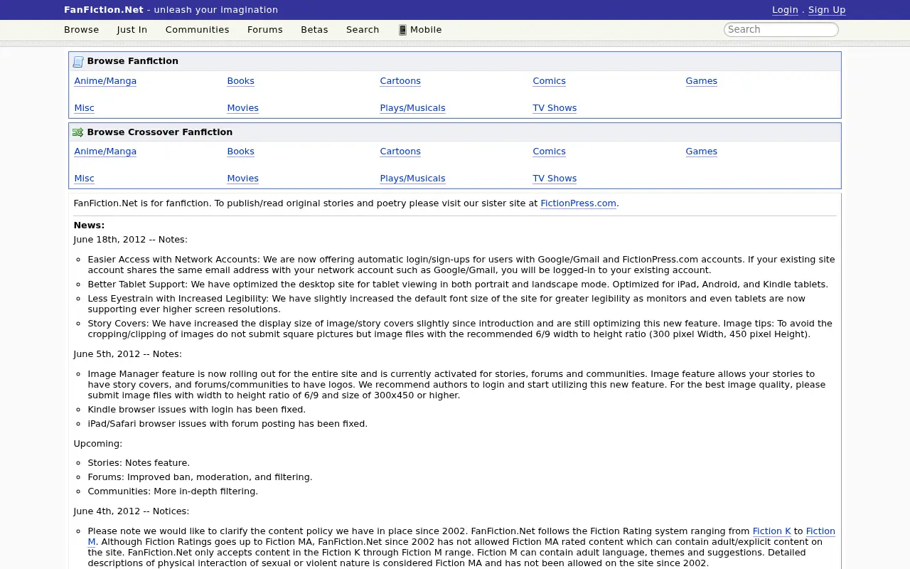 fanfiction.net on June 19, 2012