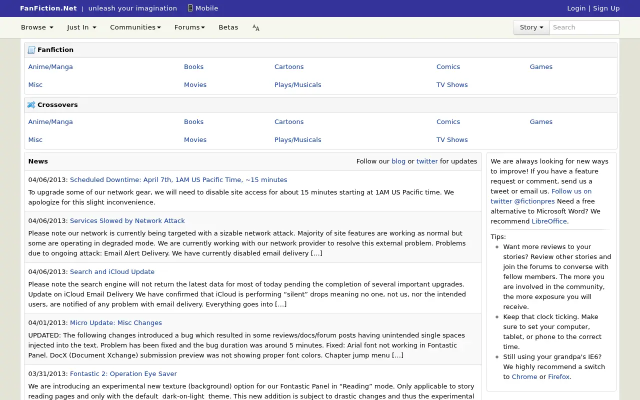 fanfiction.net on June 30, 2013