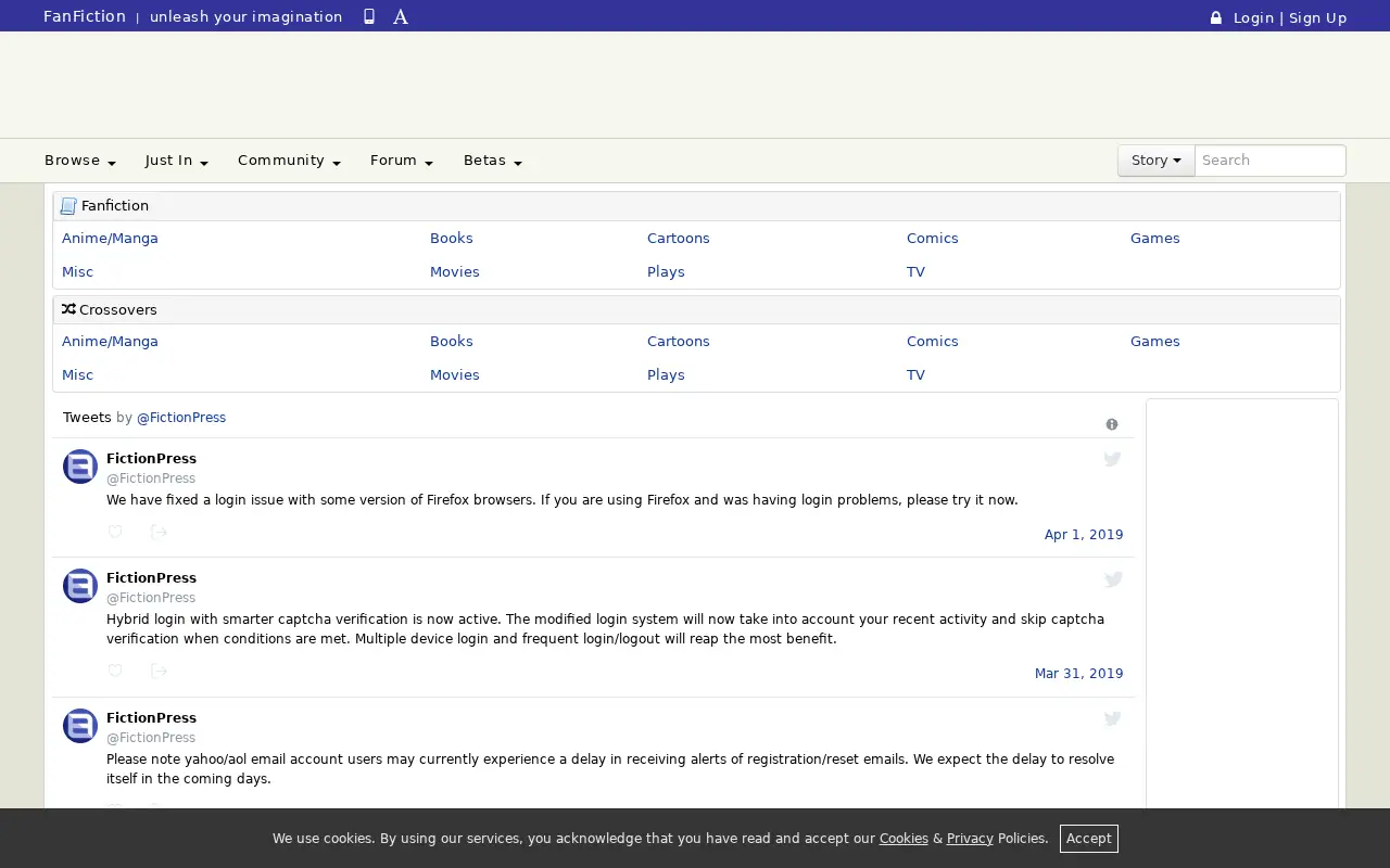 fanfiction.net on July 1, 2020