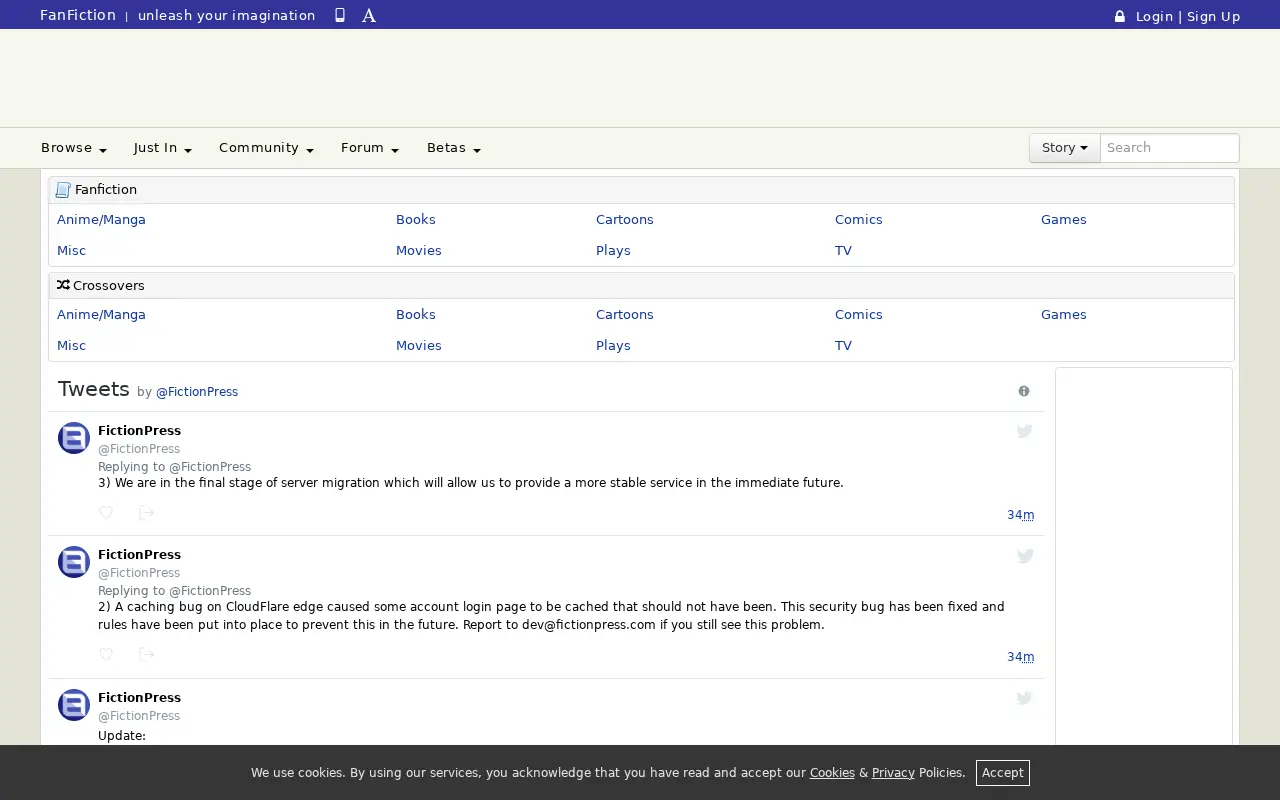 fanfiction.net on July 1, 2022