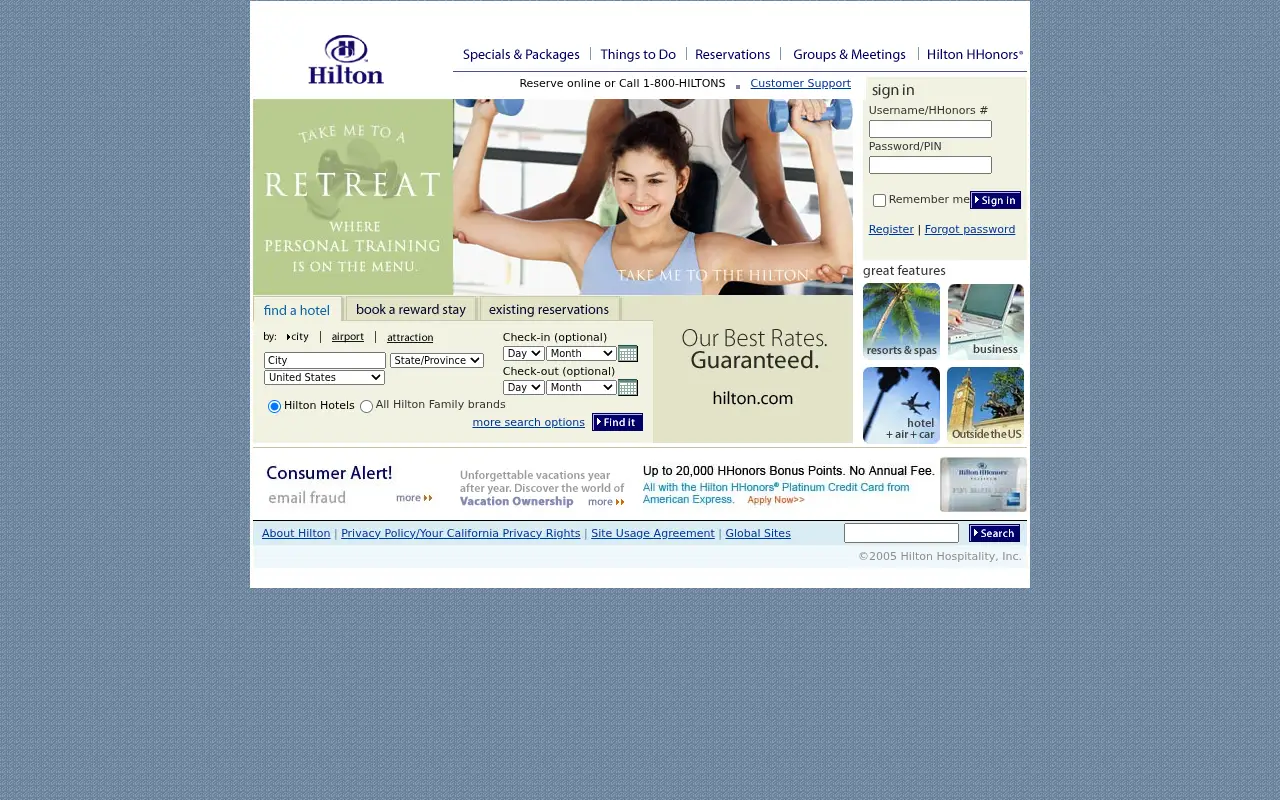 hilton.com on June 30, 2005
