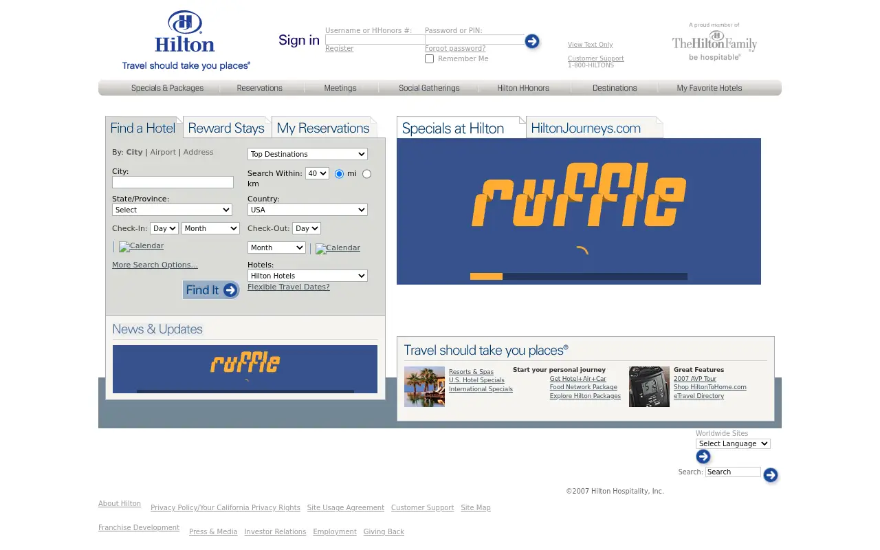 hilton.com on July 11, 2007