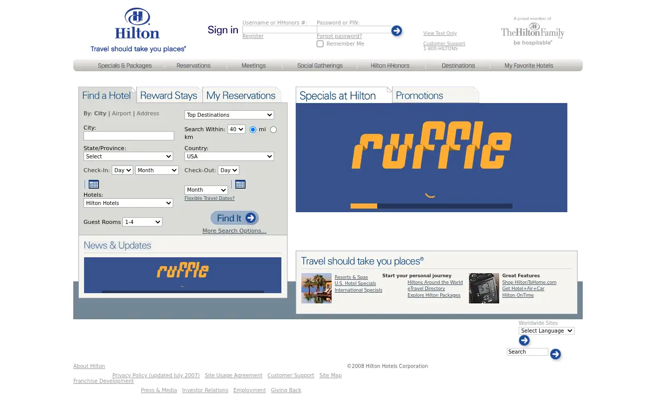 hilton.com in 2008