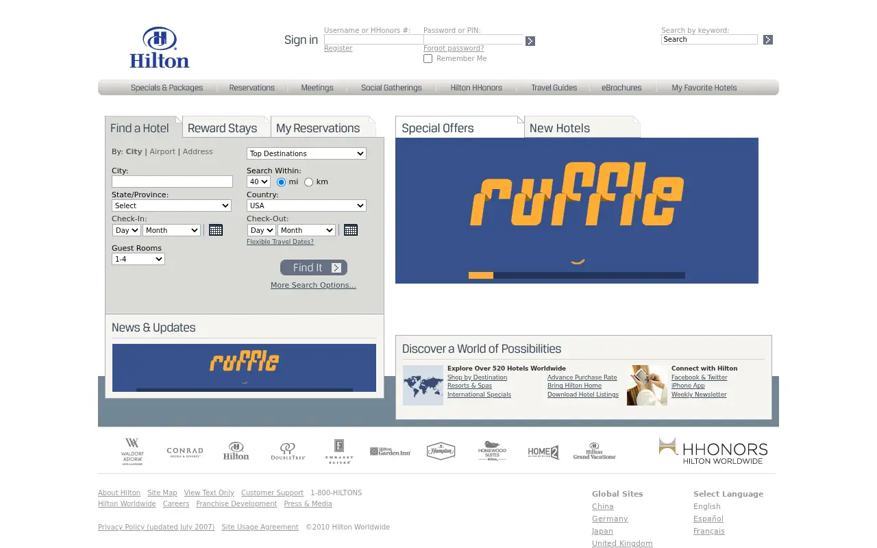 hilton.com in 2010