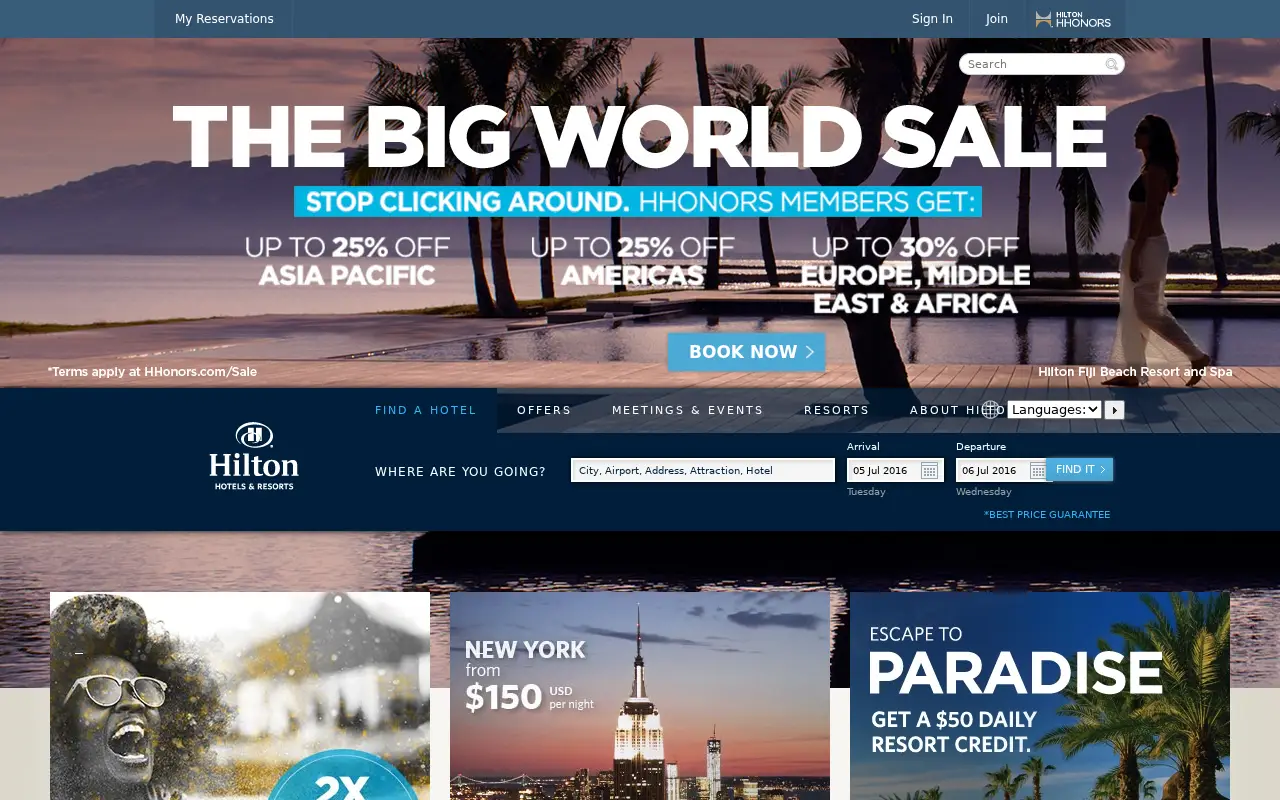 hilton.com in 2016